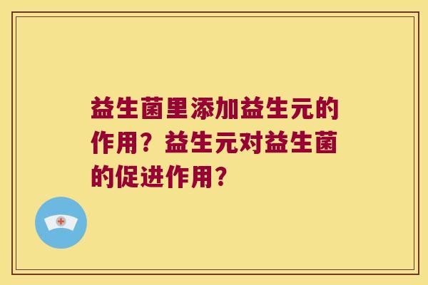 益生菌里添加益生元的作用？益生元对益生菌的促进作用？