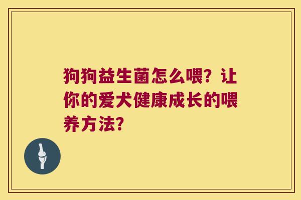 狗狗益生菌怎么喂？让你的爱犬健康成长的喂养方法？