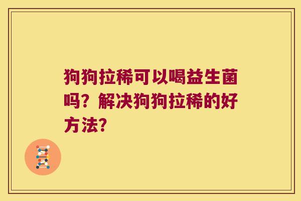 狗狗拉稀可以喝益生菌吗？解决狗狗拉稀的好方法？