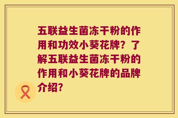五联益生菌冻干粉的作用和功效小葵花牌？了解五联益生菌冻干粉的作用和小葵花牌的品牌介绍？