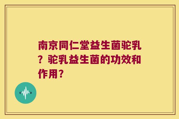南京同仁堂益生菌驼乳？驼乳益生菌的功效和作用？