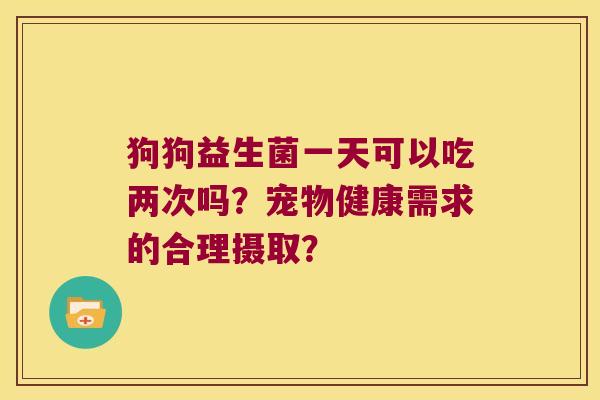 狗狗益生菌一天可以吃两次吗？宠物健康需求的合理摄取？