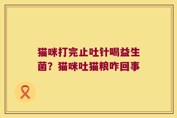 猫咪打完止吐针喝益生菌？猫咪吐猫粮咋回事