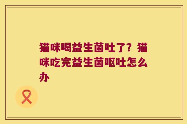 猫咪喝益生菌吐了？猫咪吃完益生菌呕吐怎么办