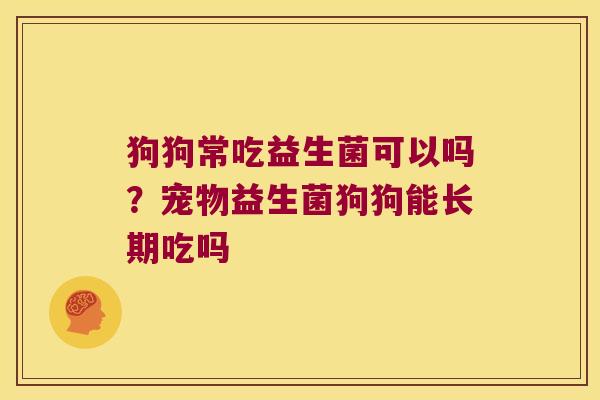 狗狗常吃益生菌可以吗？宠物益生菌狗狗能长期吃吗