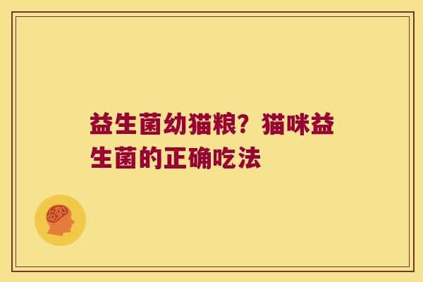 益生菌幼猫粮？猫咪益生菌的正确吃法