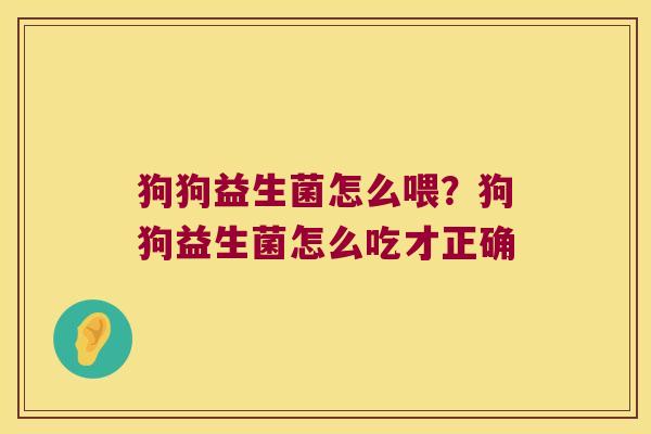 狗狗益生菌怎么喂？狗狗益生菌怎么吃才正确