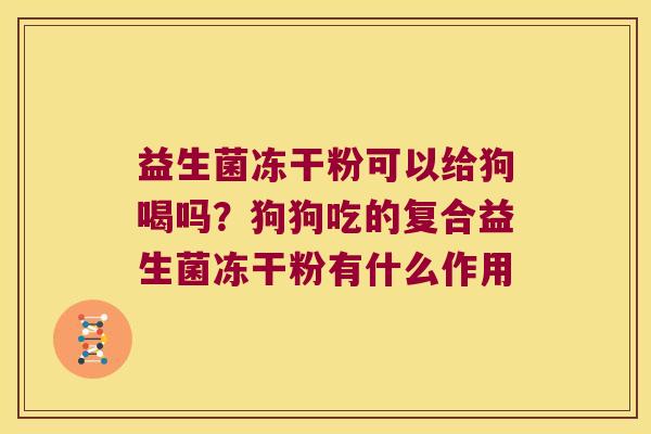 益生菌冻干粉可以给狗喝吗？狗狗吃的复合益生菌冻干粉有什么作用