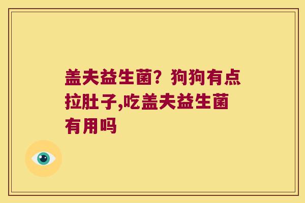 盖夫益生菌？狗狗有点拉肚子,吃盖夫益生菌有用吗