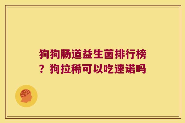 狗狗肠道益生菌排行榜？狗拉稀可以吃速诺吗