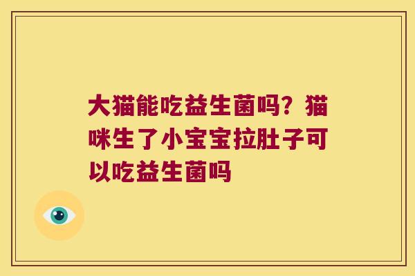 大猫能吃益生菌吗？猫咪生了小宝宝拉肚子可以吃益生菌吗