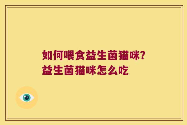 如何喂食益生菌猫咪？益生菌猫咪怎么吃