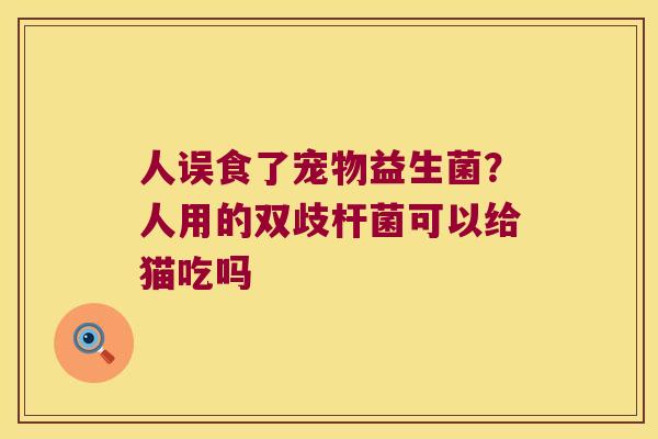 人误食了宠物益生菌？人用的双歧杆菌可以给猫吃吗