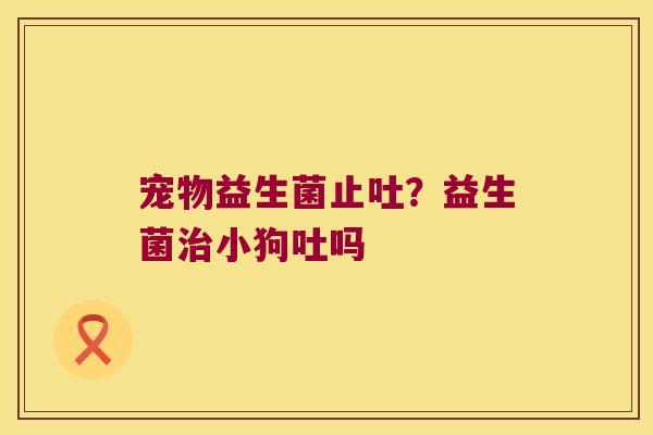 宠物益生菌止吐？益生菌小狗吐吗