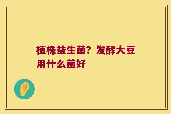 植株益生菌？发酵大豆用什么菌好