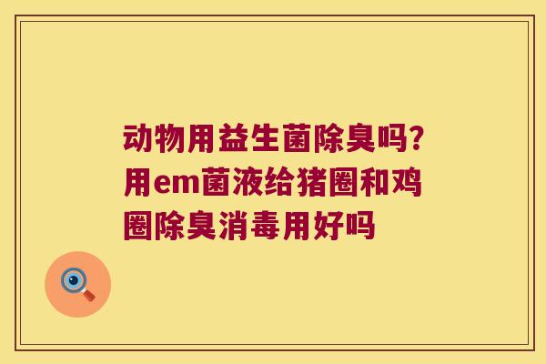 动物用益生菌除臭吗？用em菌液给猪圈和鸡圈除臭消毒用好吗