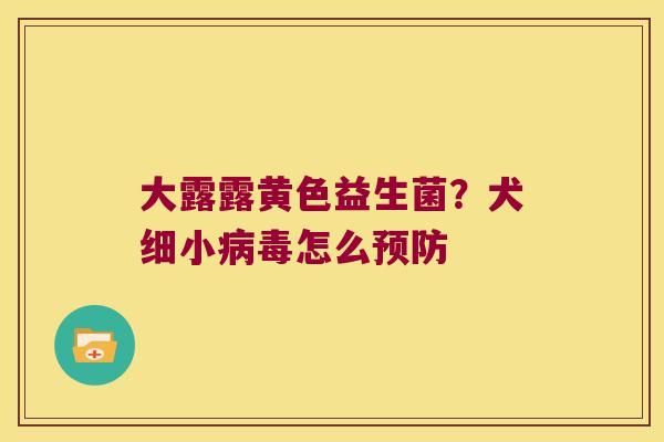 大露露黄色益生菌？犬细小病毒怎么预防