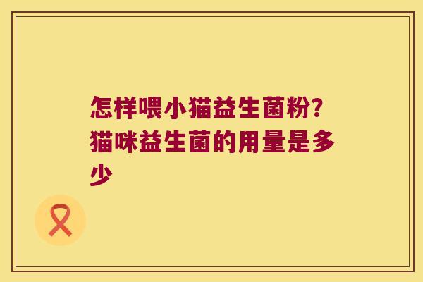 怎样喂小猫益生菌粉？猫咪益生菌的用量是多少
