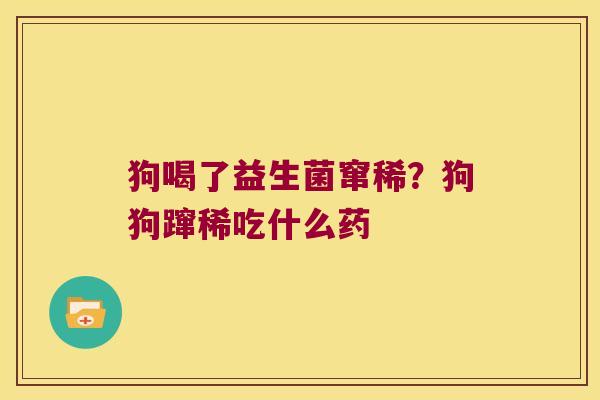 狗喝了益生菌窜稀？狗狗蹿稀吃什么药