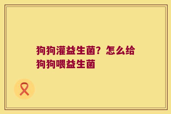狗狗灌益生菌？怎么给狗狗喂益生菌