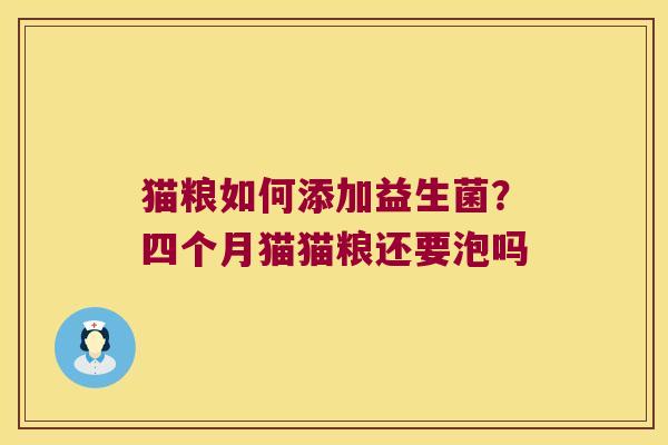 猫粮如何添加益生菌？四个月猫猫粮还要泡吗