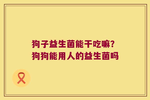 狗子益生菌能干吃嘛？狗狗能用人的益生菌吗