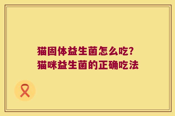 猫固体益生菌怎么吃？猫咪益生菌的正确吃法