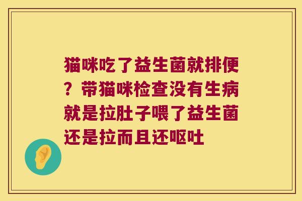 猫咪吃了益生菌就排便？带猫咪检查没有生病就是拉肚子喂了益生菌还是拉而且还呕吐