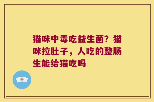 猫咪中毒吃益生菌?猫咪拉肚子,人吃的整肠生能给猫吃吗 猫咪中毒吃益生菌?猫咪拉肚子,人吃的整肠生能给猫吃吗