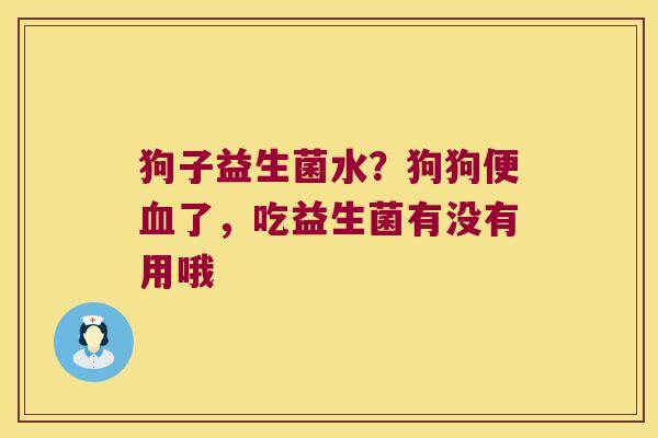 狗子益生菌水？狗狗便血了，吃益生菌有没有用哦
