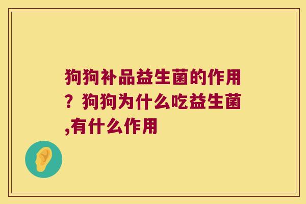 狗狗补品益生菌的作用？狗狗为什么吃益生菌,有什么作用