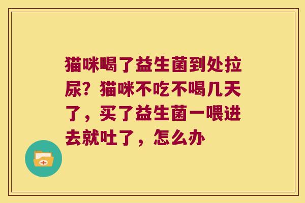 猫咪喝了益生菌到处拉尿?猫咪不吃不喝几天了,买了益生菌一喂进去就吐了,怎么办 猫咪喝了益生菌到处拉尿?猫咪不吃不喝几天了,买了益生菌一喂进去就吐了,怎么办