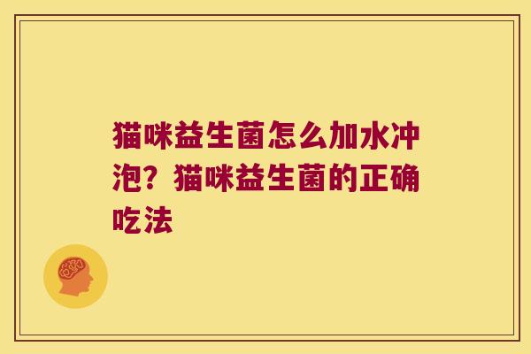 猫咪益生菌怎么加水冲泡？猫咪益生菌的正确吃法