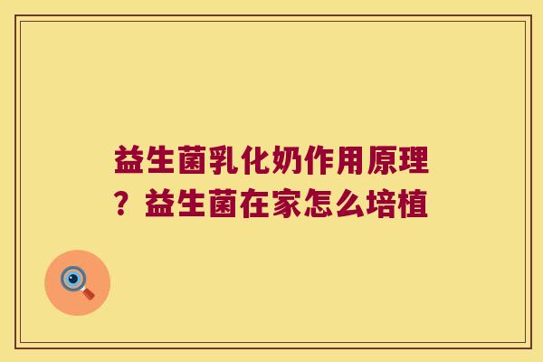 益生菌乳化奶作用原理？益生菌在家怎么培植