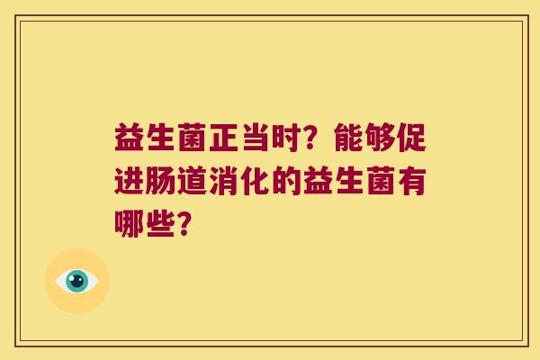 益生菌正当时？能够促进肠道消化的益生菌有哪些？