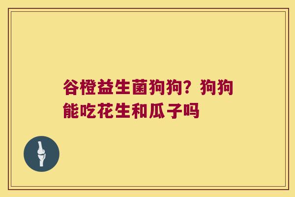 谷橙益生菌狗狗？狗狗能吃花生和瓜子吗