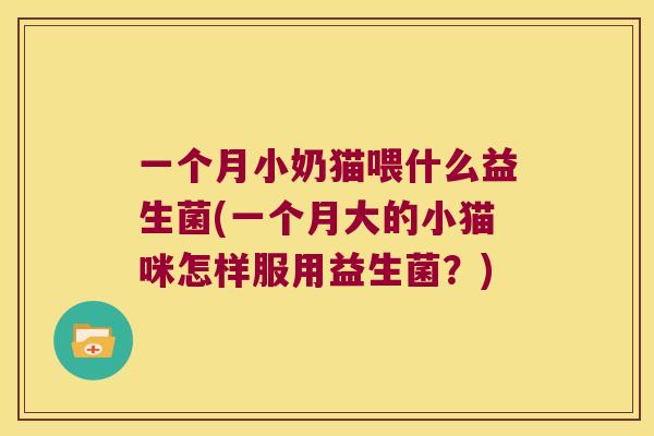 一个月小奶猫喂什么益生菌(一个月大的小猫咪怎样服用益生菌？)