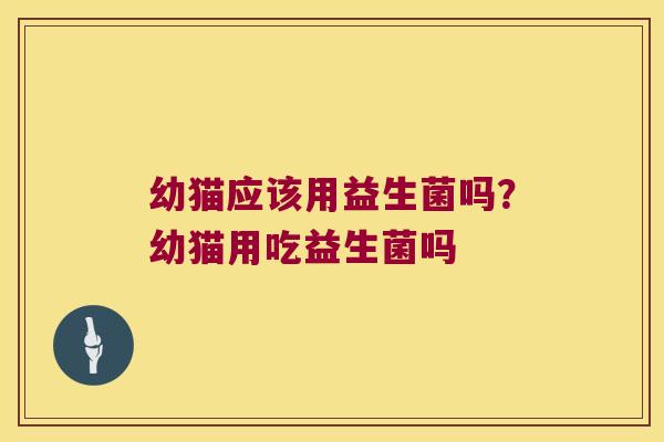 幼猫应该用益生菌吗？幼猫用吃益生菌吗