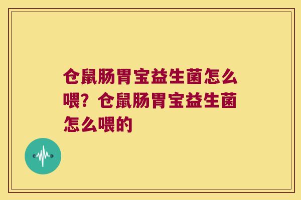 仓鼠肠胃宝益生菌怎么喂?仓鼠肠胃宝益生菌怎么喂的 仓鼠肠胃宝益生菌怎么喂?仓鼠肠胃宝益生菌怎么喂的
