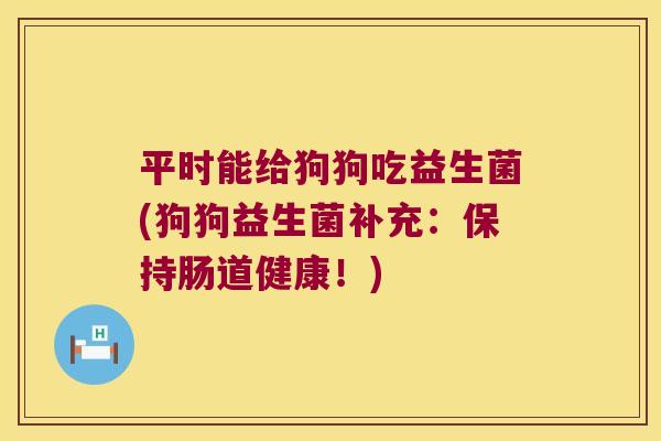 平时能给狗狗吃益生菌(狗狗益生菌补充：保持肠道健康！)