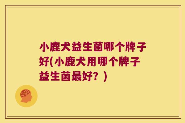 小鹿犬益生菌哪个牌子好(小鹿犬用哪个牌子益生菌最好？)