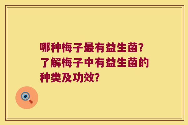 哪种梅子最有益生菌？了解梅子中有益生菌的种类及功效？