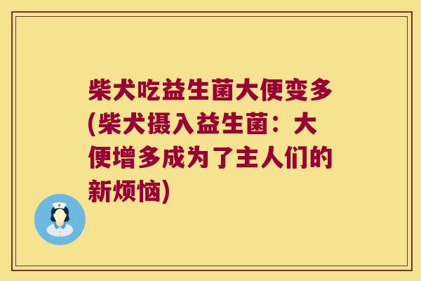 柴犬吃益生菌大便变多(柴犬摄入益生菌：大便增多成为了主人们的新烦恼)