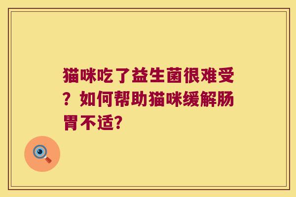 猫咪吃了益生菌很难受？如何帮助猫咪缓解肠胃不适？