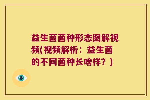 益生菌菌种形态图解视频(视频解析：益生菌的不同菌种长啥样？)