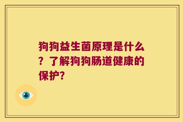 狗狗益生菌原理是什么？了解狗狗肠道健康的保护？