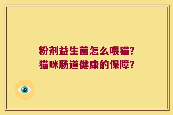 粉剂益生菌怎么喂猫？猫咪肠道健康的保障？