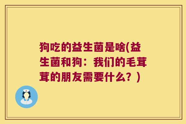 狗吃的益生菌是啥(益生菌和狗：我们的毛茸茸的朋友需要什么？)