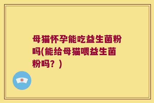 母猫怀孕能吃益生菌粉吗(能给母猫喂益生菌粉吗？)