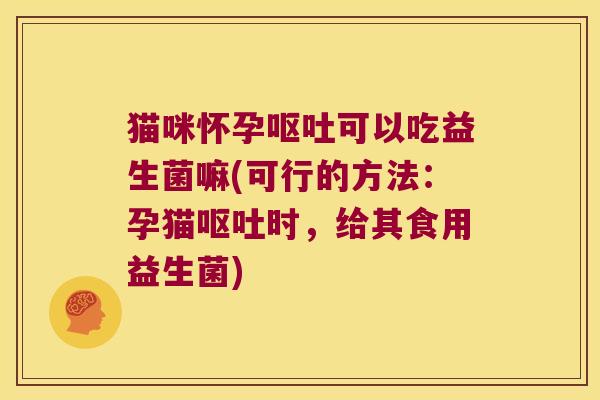 猫咪怀孕呕吐可以吃益生菌嘛(可行的方法：孕猫呕吐时，给其食用益生菌)